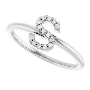 14K White Gold .05 CTW Natural Diamond Initial S Ring