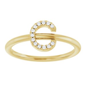 14K Yellow Gold .05 CTW Natural Diamond Initial C Ring