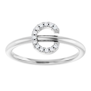 14K White Gold .05 CTW Natural Diamond Initial C Ring