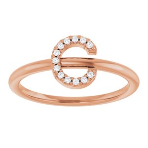 14K Rose Gold .05 CTW Natural Diamond Initial C Ring