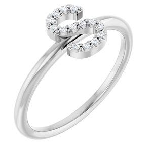 14K White Gold .05 CTW Natural Diamond Initial S Ring