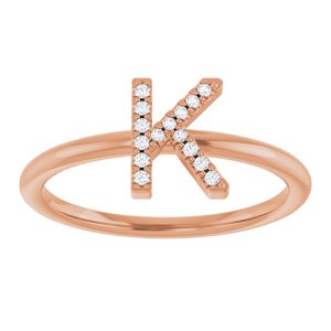 14K Rose Gold .05 CTW Natural Diamond Initial K Ring