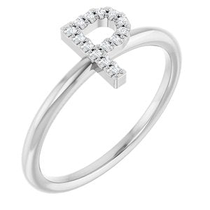 Sterling Silver .05 CTW Natural Diamond Initial P Ring