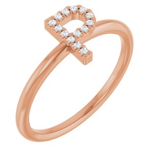 14K Rose Gold .05 CTW Natural Diamond Initial P Ring