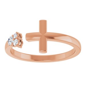 14K Rose Gold 1/10 CTW Natural Diamond Negative Space Cross Ring