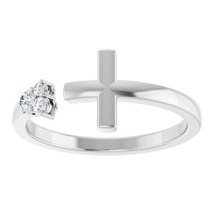 Platinum 1/10 CTW Natural Diamond Negative Space Cross Ring
