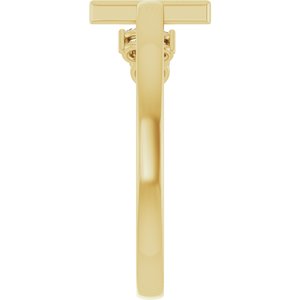 14K Yellow Gold 1/10 CTW Natural Diamond Negative Space Cross Ring
