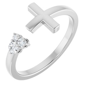 Platinum 1/10 CTW Natural Diamond Negative Space Cross Ring