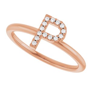 14K Rose Gold .05 CTW Natural Diamond Initial P Ring