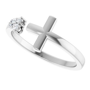 Sterling Silver 1/10 CTW Natural Diamond Negative Space Cross Ring