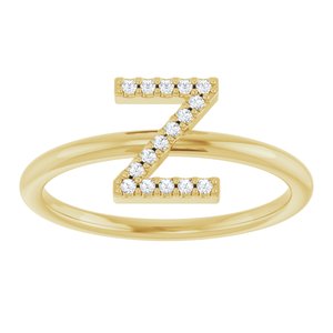 14K Yellow Gold .06 CTW Natural Diamond Initial Z Ring