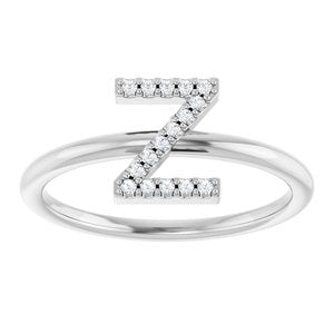 Sterling Silver .06 CTW Natural Diamond Initial Z Ring