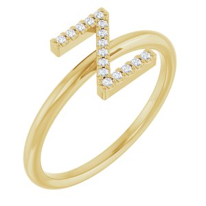 14K Yellow Gold .06 CTW Natural Diamond Initial Z Ring