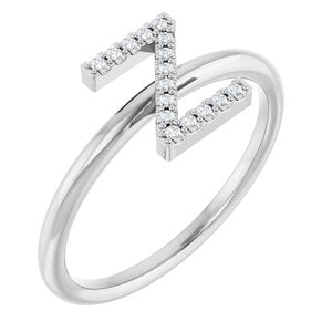 14K White Gold .06 CTW Natural Diamond Initial Z Ring