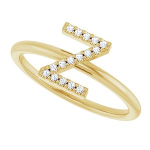14K Yellow Gold .06 CTW Natural Diamond Initial Z Ring
