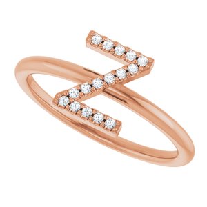 14K Rose Gold .06 CTW Natural Diamond Initial Z Ring