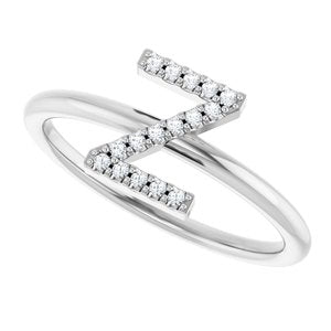 Platinum .06 CTW Natural Diamond Initial Z Ring