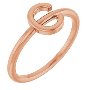 14K Rose Gold Initial C Ring
