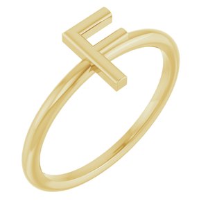 14K Yellow Gold Initial F Ring