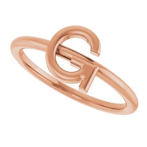 14K Rose Gold Initial G Ring