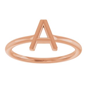 14K Rose Gold Initial A Ring