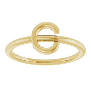 14K Yellow Gold Initial C Ring
