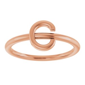 14K Rose Gold Initial C Ring