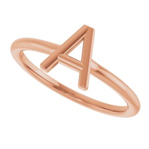 14K Rose Gold Initial A Ring