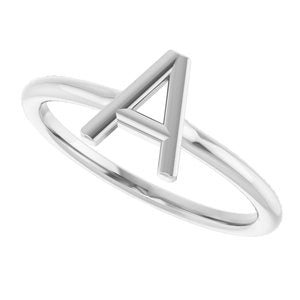 14K White Gold Initial A Ring