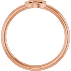 14K Rose Gold Initial C Ring