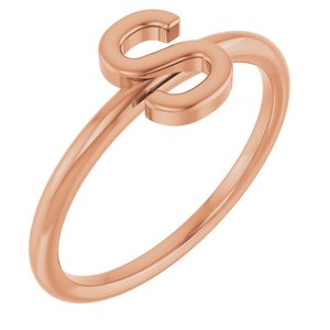 14K Rose Gold Initial S Ring