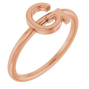 14K Rose Gold Initial G Ring