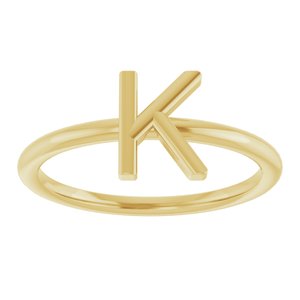 14K Yellow Gold Initial K Ring