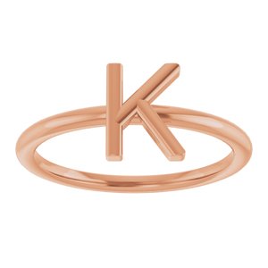14K Rose Gold Initial K Ring