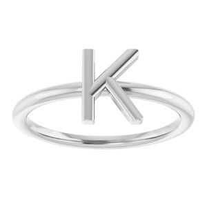 Sterling Silver Initial K Ring