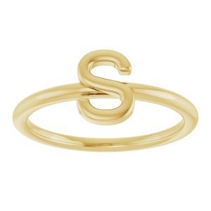 14K Yellow Gold Initial S Ring
