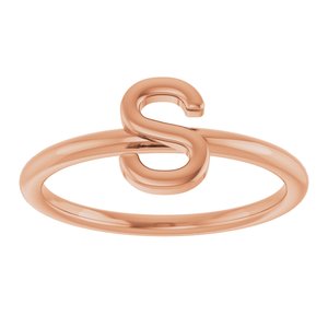 14K Rose Gold Initial S Ring