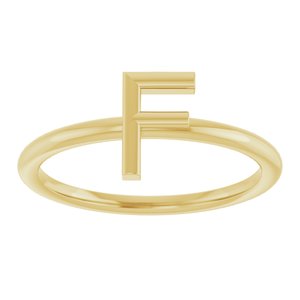 14K Yellow Gold Initial F Ring