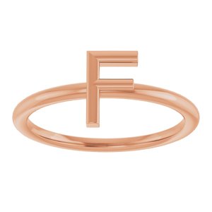 14K Rose Gold Initial F Ring