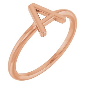 14K Rose Gold Initial A Ring