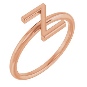 14K Rose Gold Initial Z Ring