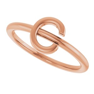 14K Rose Gold Initial C Ring
