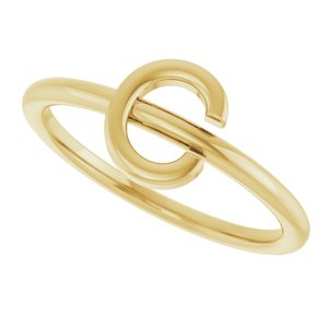 14K Yellow Gold Initial C Ring