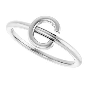 Sterling Silver Initial C Ring