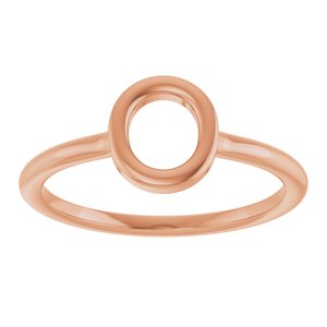 14K Rose Gold Initial O Ring