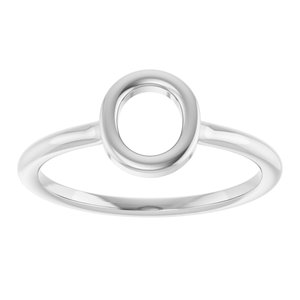 14K White Gold Initial O Ring