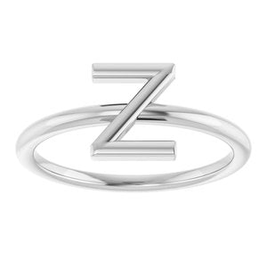 14K White Gold Initial Z Ring