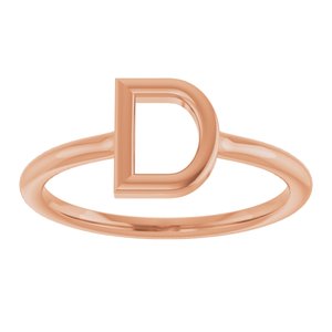 14K Rose Gold Initial D Ring