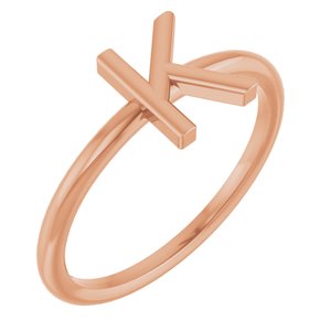14K Rose Gold Initial K Ring