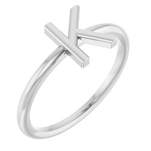 14K White Gold Initial K Ring